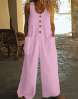 Beloria - Dames jumpsuit zonder mouwen met wijde benen en zakken
