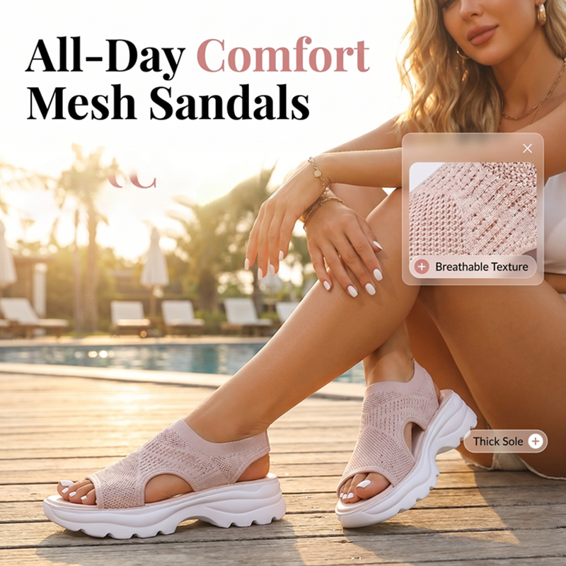 Tyressa - Dames sandalen met platform in ademend mesh