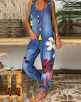 Jovalythra - Casual Denim Bloemen Overall met Ruime Pasvorm voor Dames