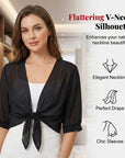 Brynoria - Korte vrouwen top van transparant chiffon met strik aan de voorkant