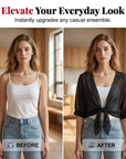 Brynoria - Korte vrouwen top van transparant chiffon met strik aan de voorkant