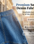Ivessia - Midi spijkerrok voor dames met hoge taille, zeemeermin snit