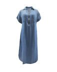 Galoria - Denim blouse jurk voor dames met rits en zakken