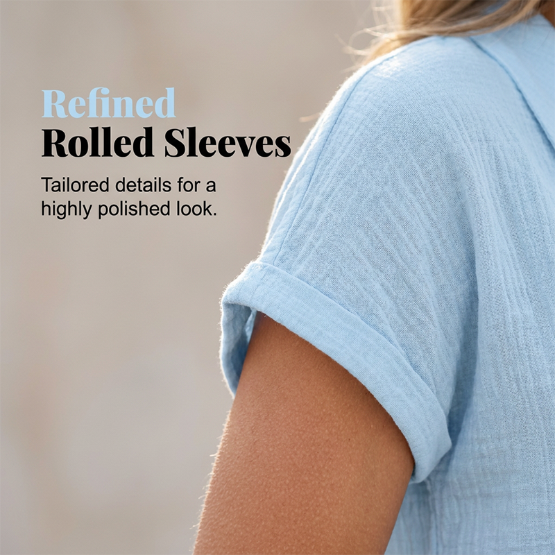 Soralyne - Dames T-shirt met V-hals in lichte textuurstof
