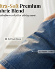 Hesperia - Korte damesbroek met denim effect en asymmetrische portefeuille snit