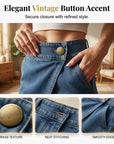 Hesperia - Korte damesbroek met denim effect en asymmetrische portefeuille snit