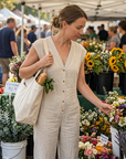 Maevyn - Dames jumpsuit zonder mouwen met knopen en brede benen