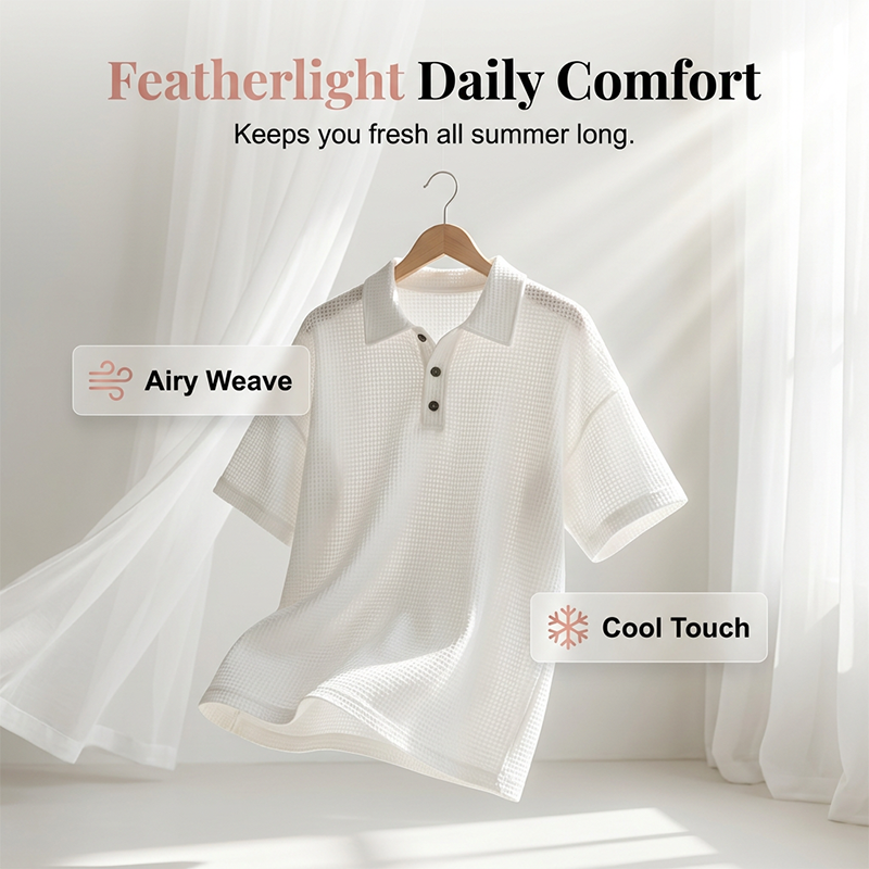 Orelina - Dames polo met textuur en knoopkraag, casual fit