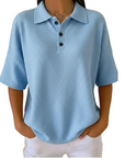 Orelina - Dames polo met textuur en knoopkraag, casual fit