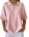 Orelina - Dames polo met textuur en knoopkraag, casual fit