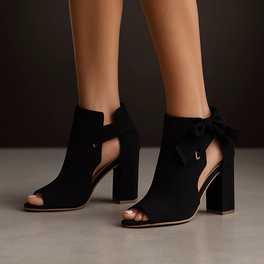 Ophalyra - Sandalen met Vierkante Hak en Elegante Knoop met Open Neus
