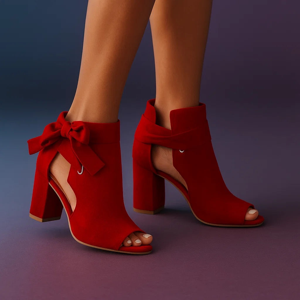 Ophalyra - Sandalen met Vierkante Hak en Elegante Knoop met Open Neus