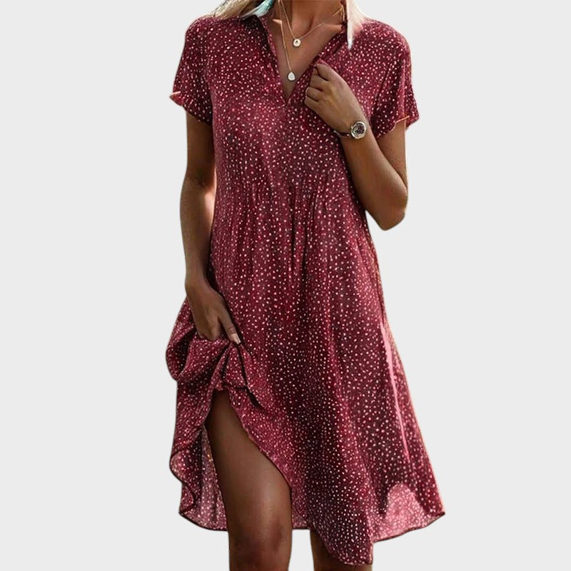 Janina - Elegante en comfortabele stippen midi-jurk