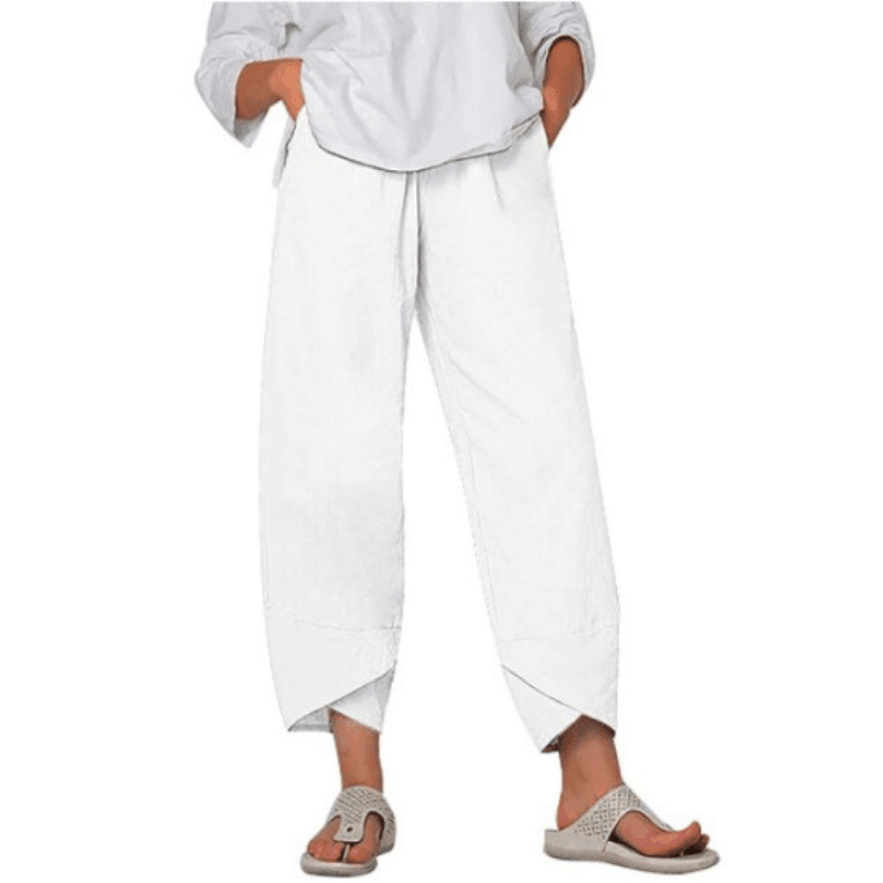 Belythia - Vintage asymmetrische hoge taille damesbroek met zakken